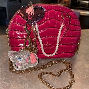 Pink Croc-Embossed Cute Mini Bag